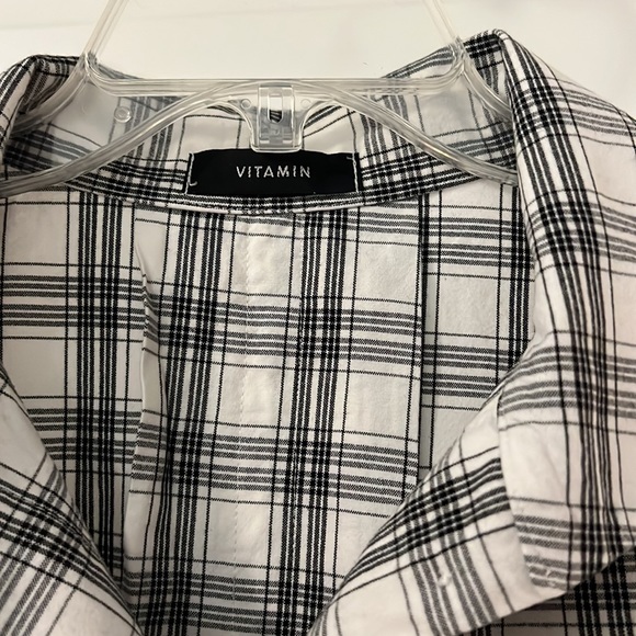 Vitamin checkered jacket black and white blazer Large squares workwear pockets - Picture 5 of 16